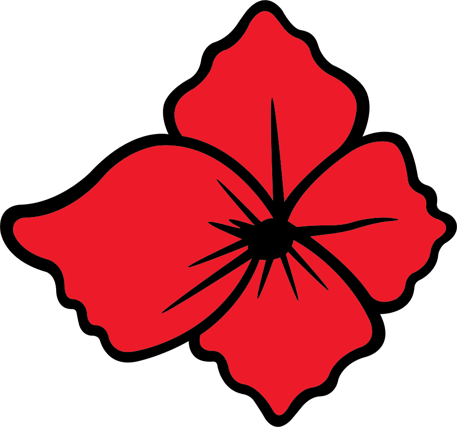 Stylizovaný sytě červený květ vlčího máku.